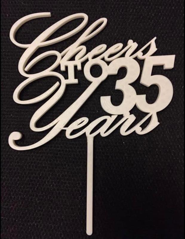 Cheers to 35 Years Cake Topper