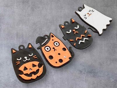 Halloween Cat Earrings Charms