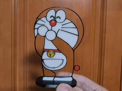 Doraemon four-color line drawing (including base)