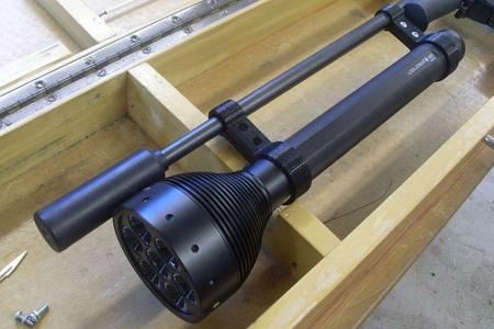 LED flashlight mount for small bore rifle