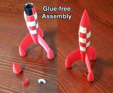 Moon Rocket for single extruder printer (adhesive-free assembly)