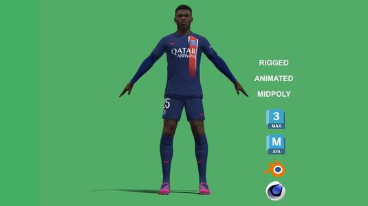 3D Rigged Nuno Mendes PSG 2024
