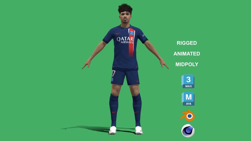 3D Rigged Vitinha PSG 2024