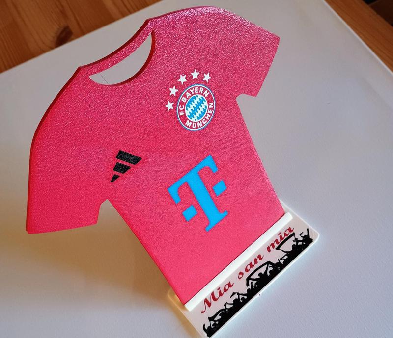 FC Bayern Munich soccer jersey and display stand