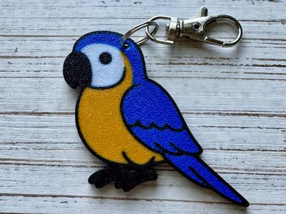 Blue and Gold Macaw Keychain/Parrot Keychain