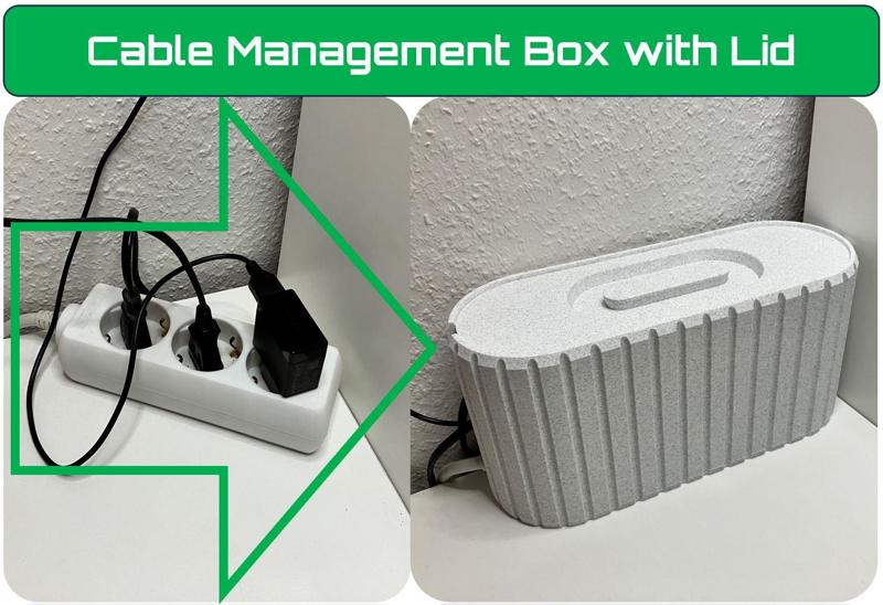 Cable management box with lid