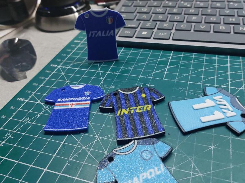 Soccer jersey keychain with name and number