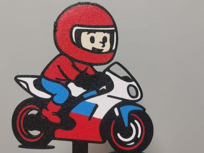 Motorcycle racing boy cake topper