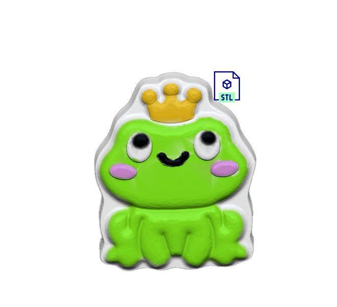 Kawaii Frog Prince STL FILE FOR 3D PRINTING - LASER CNC ROUTER - 3D PRINTABLE MODEL STL MODEL STL DOWNLOAD BATH BOMB/SOAP