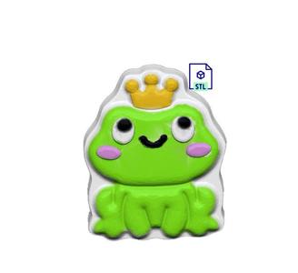 Kawaii Frog Prince STL FILE FOR 3D PRINTING - LASER CNC ROUTER - 3D PRINTABLE MODEL STL MODEL STL DOWNLOAD BATH BOMB/SOAP