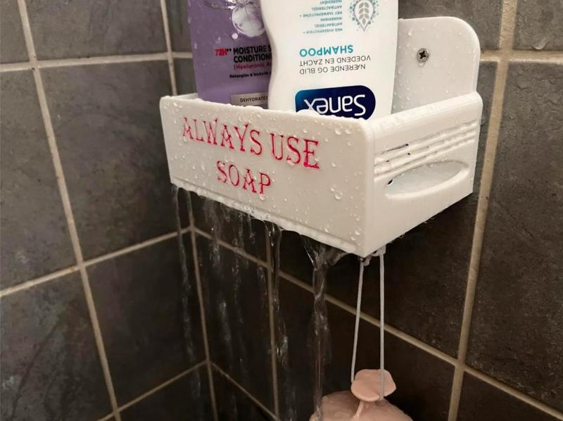 Soap shower shelf with hook