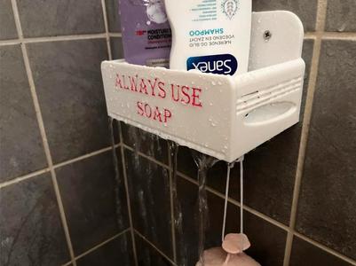 Soap shower shelf with hook