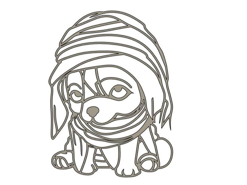 Halloween cute dog mummy decor