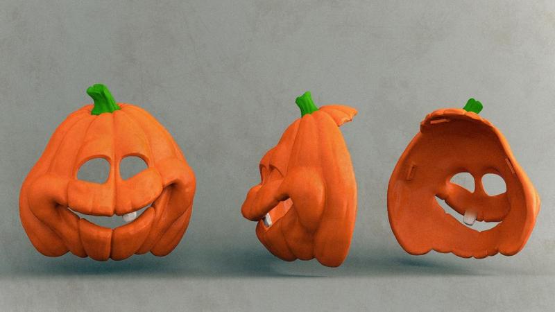 Pumpkin mask with hair clips