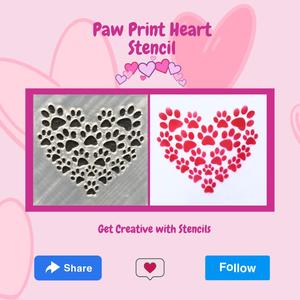Paw Print Heart Stencil