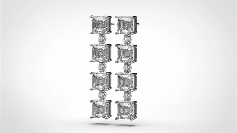 Emerald Earring stl obj 3D print model ER018 3D print model