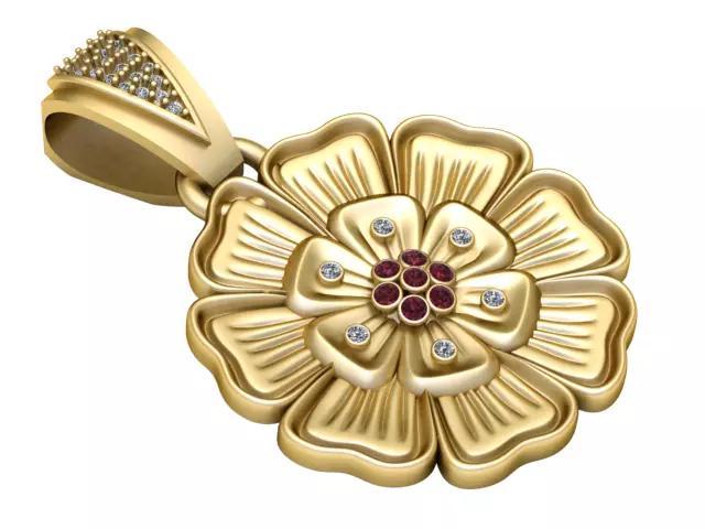 PRECIOUS FLOWER DIAMOND PENDANT 3D PRINTABLE MODEL