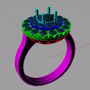 Anello doppio giro Halo ring with double  diamonds 3D print