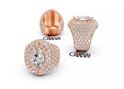 Custom Solitaire Marquise Cut Diamond Ring Iceout Men Pinky Ring