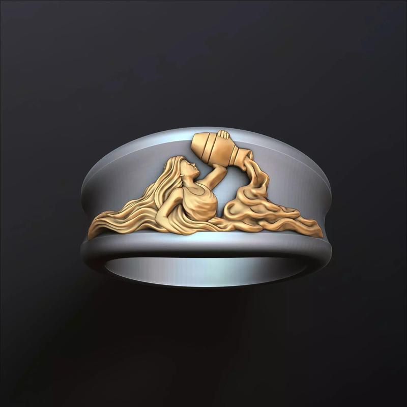 Zodiac Horoscope Aquarius Ring