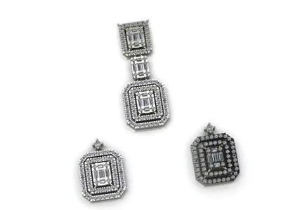 A-103 three diamond pendants and earrings