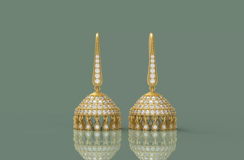 Diamond Bali Jhumko Earring - 0027