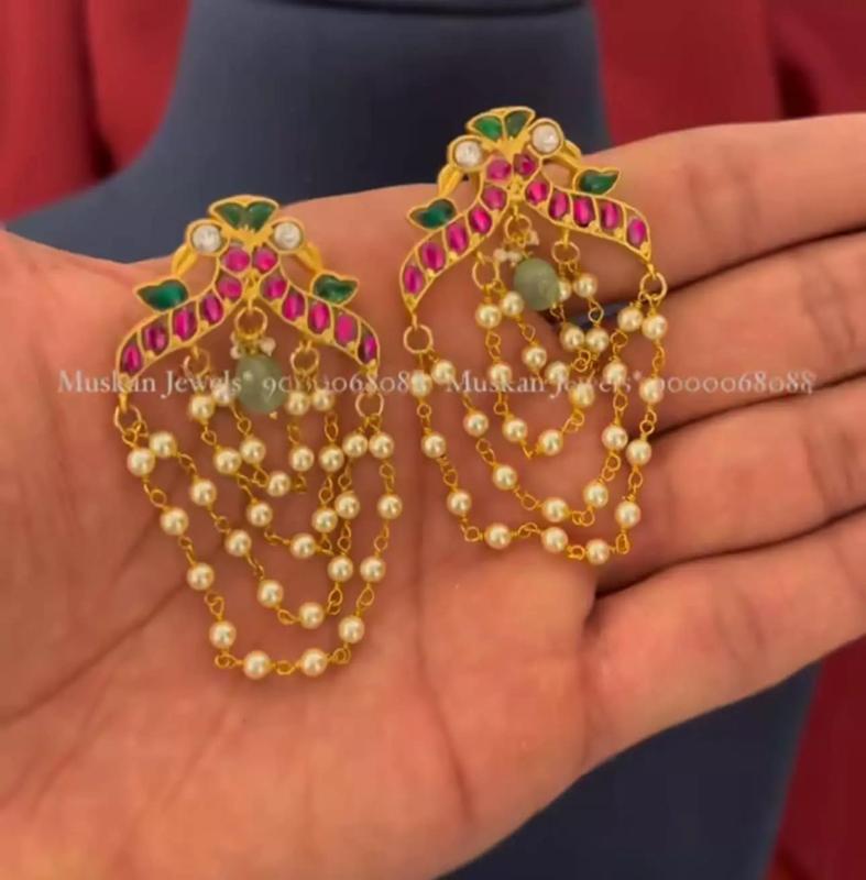Kundan Earring - Jadau Tops Model No10