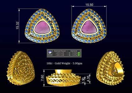 Polki Diamond Earring - Gold Cluster Tops No6