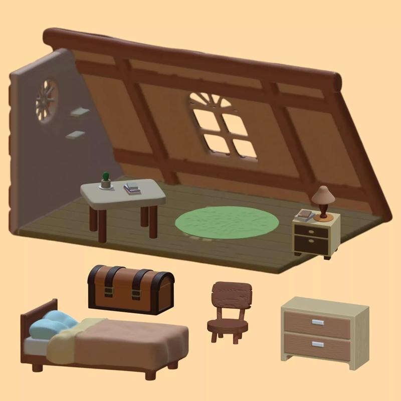 Cozy Attic Bedroom Miniature Dollhouse