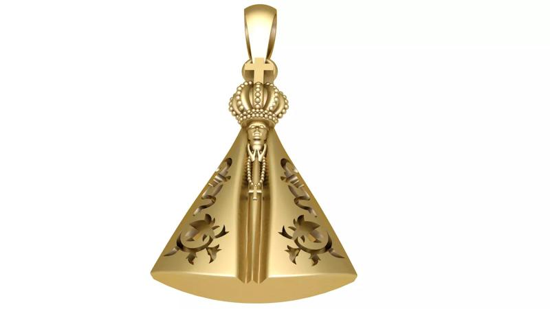 Golden Virgin Mary Crowned Pendant