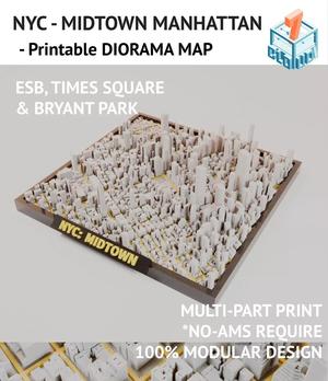 NYC Diorama Midtown Manhattan Diorma Map Modular  3D Printable