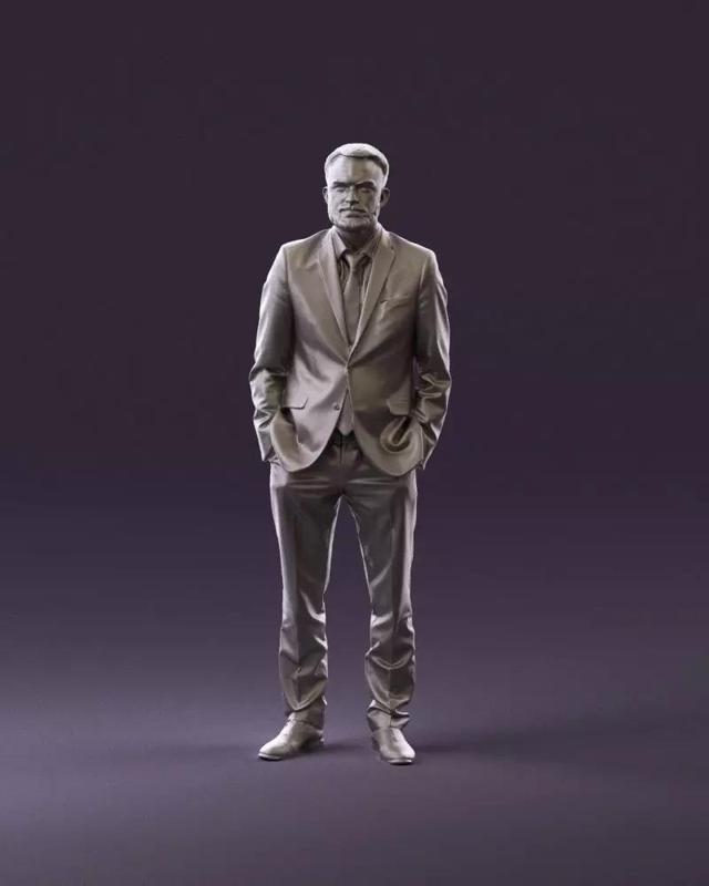 001019 beard man in blue suit hands in pockets 3D Print Ready