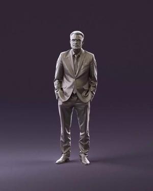 001019 beard man in blue suit hands in pockets 3D Print Ready