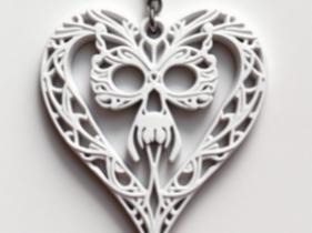 Halloween Gothic Skull Heart Keychain