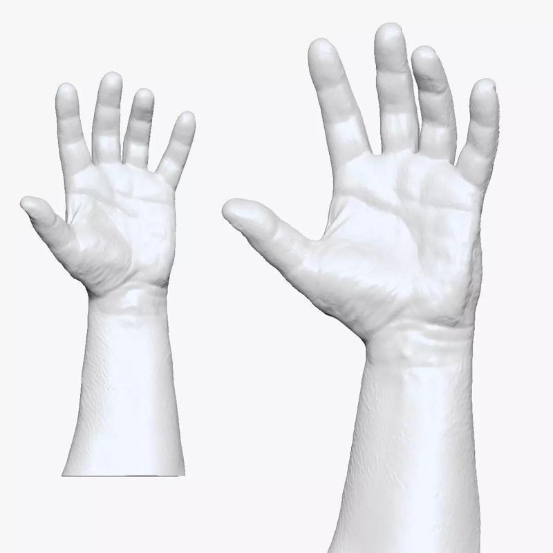 001183 opened hand 3d print ready