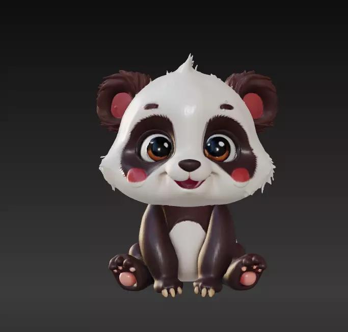 Adorable Panda Trio Cute 3D Printable Figurine Set