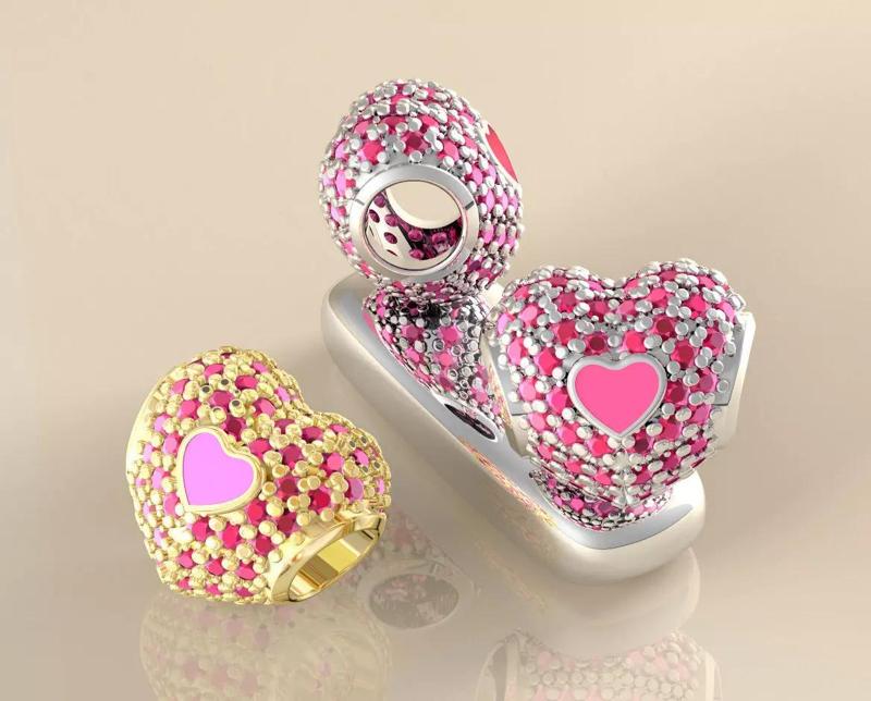 Berloque Coracao Pedras Martell 20025