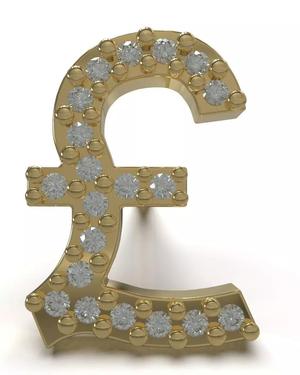 Pound  symbol stud earring with gems