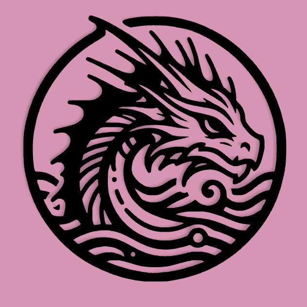 Water Dragon - Mystical Creature Silhouette Wall Art