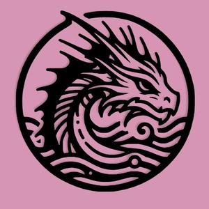 Water Dragon - Mystical Creature Silhouette Wall Art