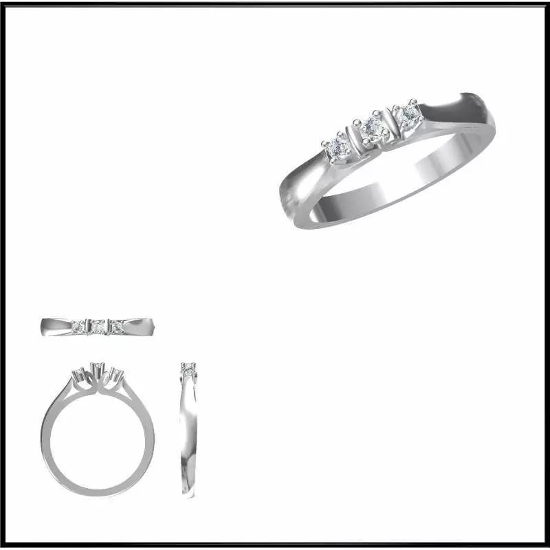 JCD Format Vintage three stone ring rhinoceros jewelry design