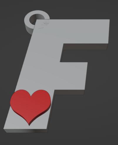KEYCHAIN LETTER F WITH HEART