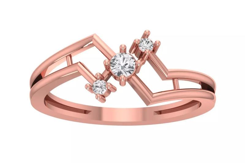 Unique Solitaire Wedding Engagement Three Stone Ring for Women