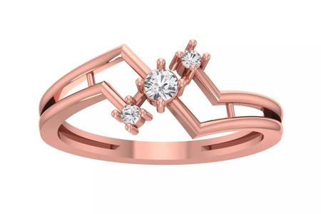 Unique Solitaire Wedding Engagement Three Stone Ring for Women