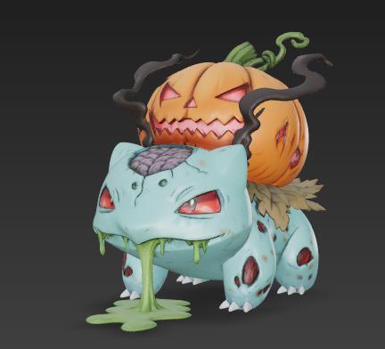Ivysaur pokemon halloween pupking zombie version fdm and resin