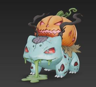 Ivysaur pokemon halloween pupking zombie version fdm and resin