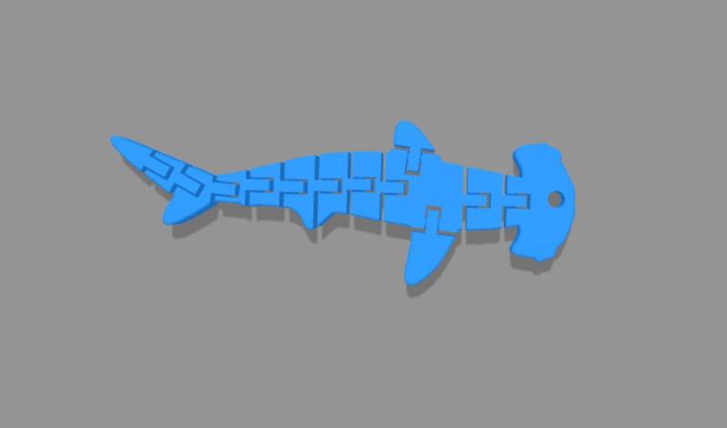 Flexible Hammerhead Shark – Flat Flexi Fidget Toy & Keychain