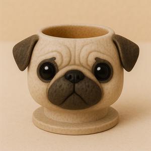 Perro pug, maceta, decoración, hogar, porta objetos, joyero, dulcero, recuerdos cumpleaños, fiesta,