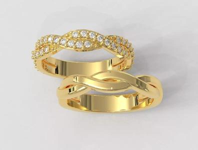2 Braided Rings - With and Without Diamonds