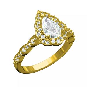 Vintage Pear Cut Diamond Engagement Ring